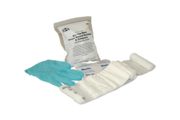 Hema-Seal Bloodstopper Trauma Dressing - 4 yd x 4 in - 2 nitrile gloves